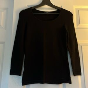 Ann Taylor Black ribbed sweater with 3/4 sleeve, Size S Petite